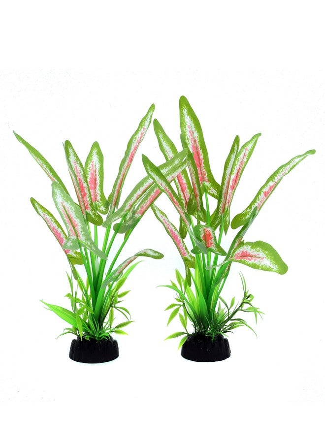 DVHEY Silk Aquarium Plants for Betta Fish Tank, 2 Pcs 8 Inch Small Silk Aquarium Plant Aquatic Water Grass Decoration (Green-Wine, 8 Inch) - Image 1